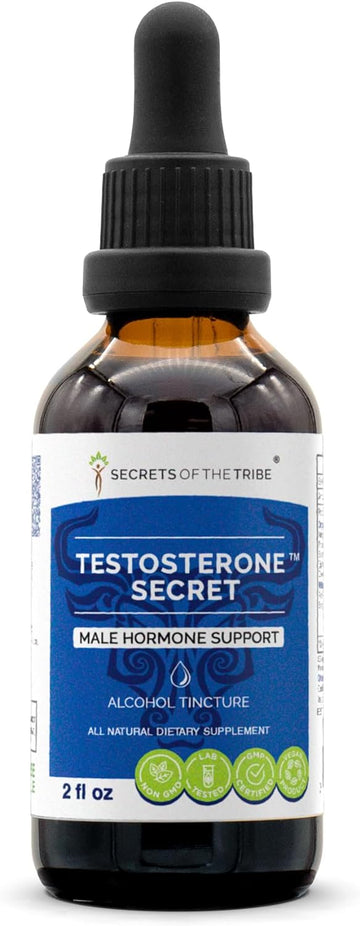 Secrets Of The Tribe - Testosterone Secret, Herbal Supplement Blend Drops Alcohol Liquid Extract, Male Hormone Support (2 Fl Oz)