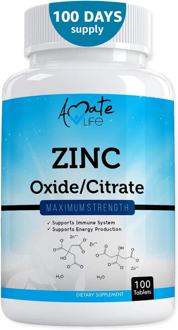 Zinc Supplement 50 Mg - Oxide/Citrate For Immune Support And Metabolis