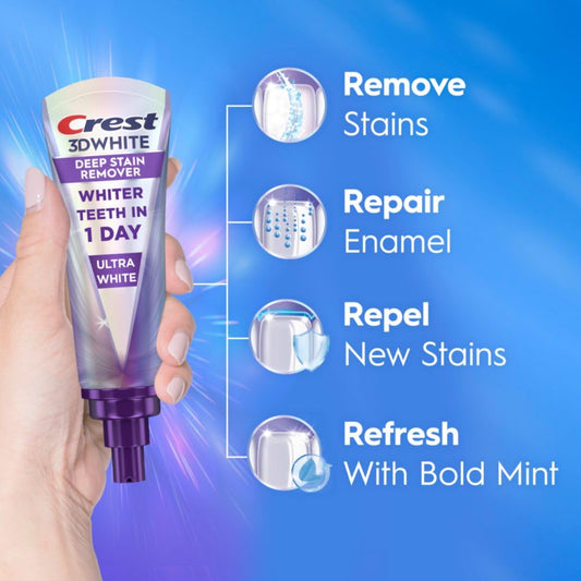 Crest 3Dwhite Brilliance Deep Stain Remover Ultra White Toothpaste - 3.1Oz