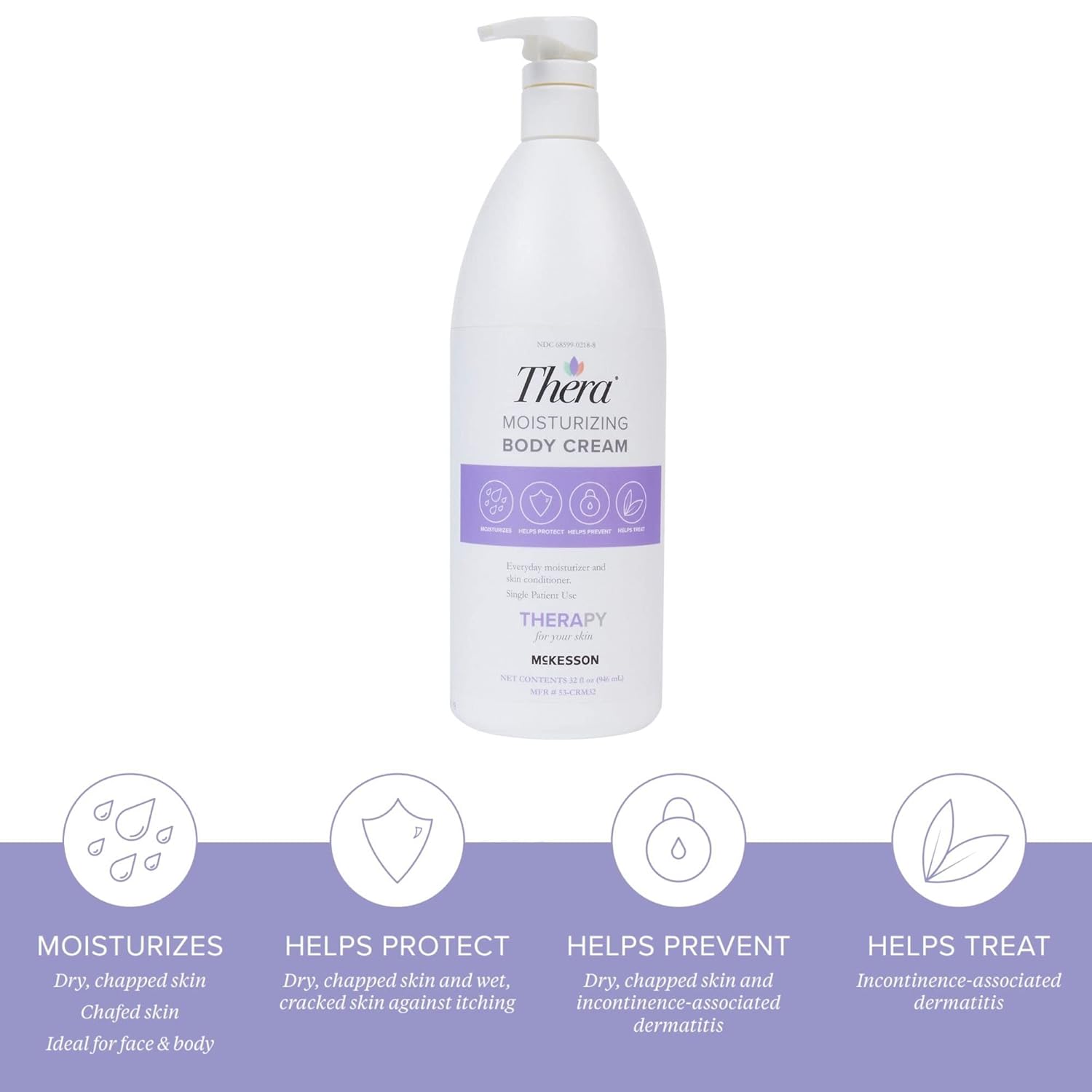 Thera Moisturizing Hand And Body Cream - Hydrating Lotion For Chapped, Fragile Skin - Lavender Scent, 32 Oz, 1 Count : Beauty & Personal Care
