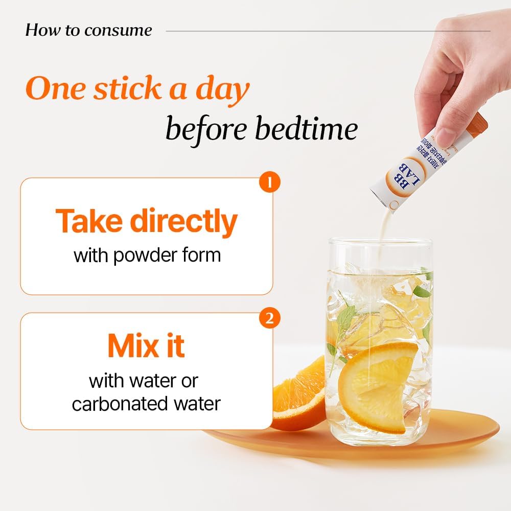 Bb Lab Collagen Glutathione White, Low Molecular Korean Stick Supplement, Fish Peptides, Vitamin C, Vitamin E, Glutathione, Fast Abosorption, Orange Flavor : Health & Household