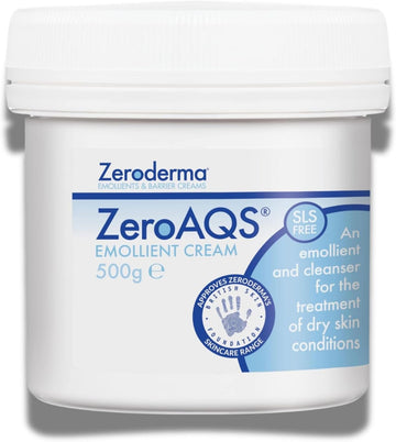 Zeroderma Zeroaqs Emollient Cream, 2-In-1 Emollient & Soap Substitute, Adds Moisture For The Relief Of Flaking Dry Skin Conditions. 500G