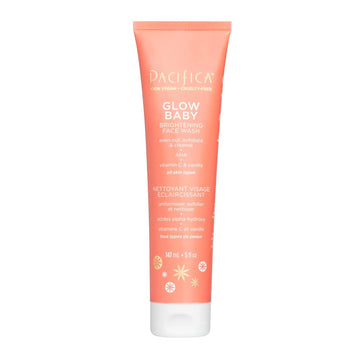 Pacifica Beauty Glow Daily Face Cleanser, Exfoliating, Vitamin C, AHA, Vanilla, For All Skin Types, Sulfate and Paraben Free, Vegan and Cruelty Free, 16 oz