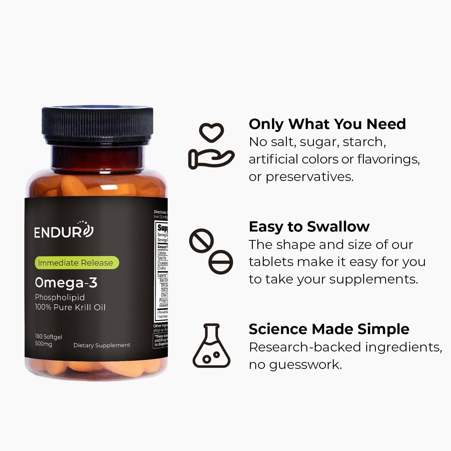 Endurance Products 100% Pure Krill Oil - Omega-3S Epa, Dha And Astaxanthin - 1000Mg Per Serving, 180 Softgels - Phospholipids Company : Health & Household