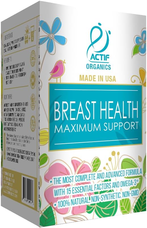 Actif Breast Health Maximum Support With 15 Advanced Factors And Omega-3 - Non Gmo, Made In Usa, 90 Count