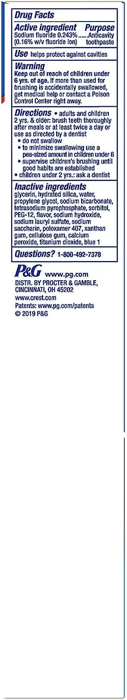 Crest Cavity And Tartar Protection Toothpaste, Whitening Baking Soda & Peroxide, (3 Count Of 5.7 Oz Tubes Each) 17.1 Oz