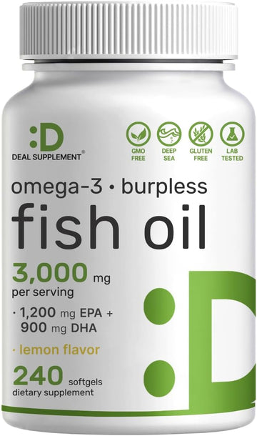 Omega 3 Fish Oil Supplements, 3,000mg Per Serving, 240 Softgels ? EPA