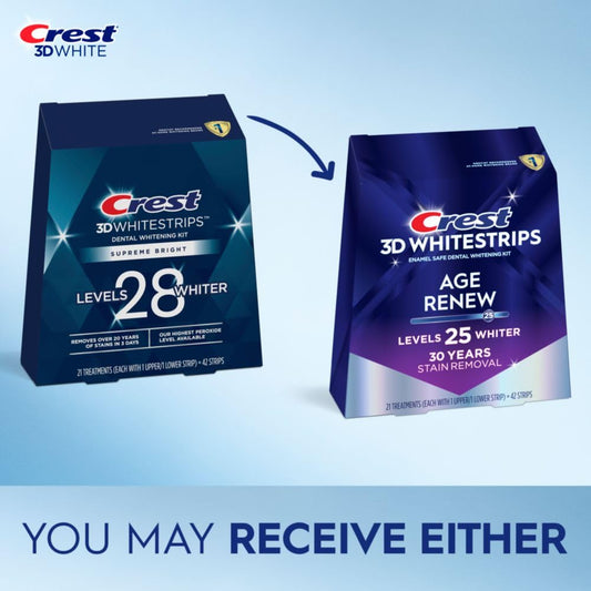 Crest 3D Whitestrips Age Renew – Teeth Whitening Kit, 21 Treatments, Each With 1 Upper/1Lower, 42 Strips – Crest 3Dwhite Teeth Whitening Strips