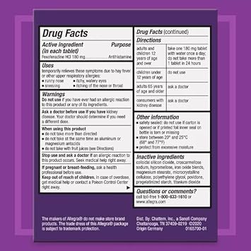 Allegra Allergy, 90 Tablets : Health & Household