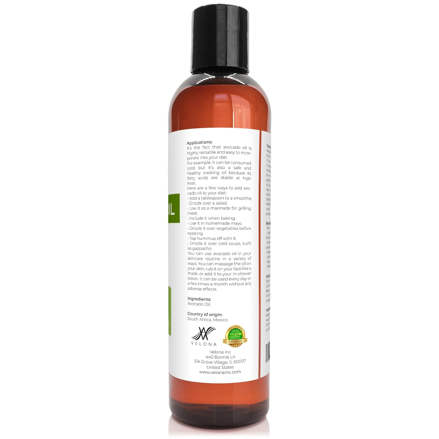 velona Avocado Oil 8 oz | 100% Pure and Natural Carrier Oil | Refined, Cold Pressed | Hair, Body and Skin Care | Use Today - Enjoy Results : Beauty & Personal Care