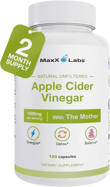 Apple Cider Vinegar Capsules 1500Mg - Acv Pills With Mother - Helps Improve Energy, Support Efforts To Improve Immunity, Digestion & Metabolism - Non-Gmo, Gluten-Free 120-Day Supply