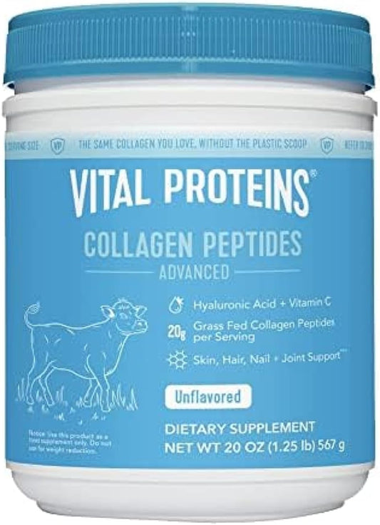 Vital Proteins Collagen Peptides Powder 20 Oz Unflavored + 14 Oz Unsweetened Plant Protein Powder