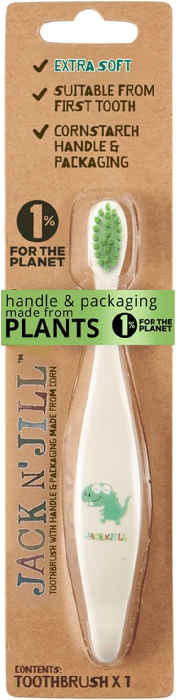 Jack N' Jill Kids Toothbrush Elephant - Toddler Cornstarch Toothbrush Also Suitable For Kids And Babies, Extra Soft Bristles, Packaging & Ergonomic Handle Made From Plants (Corn), 1 Pack