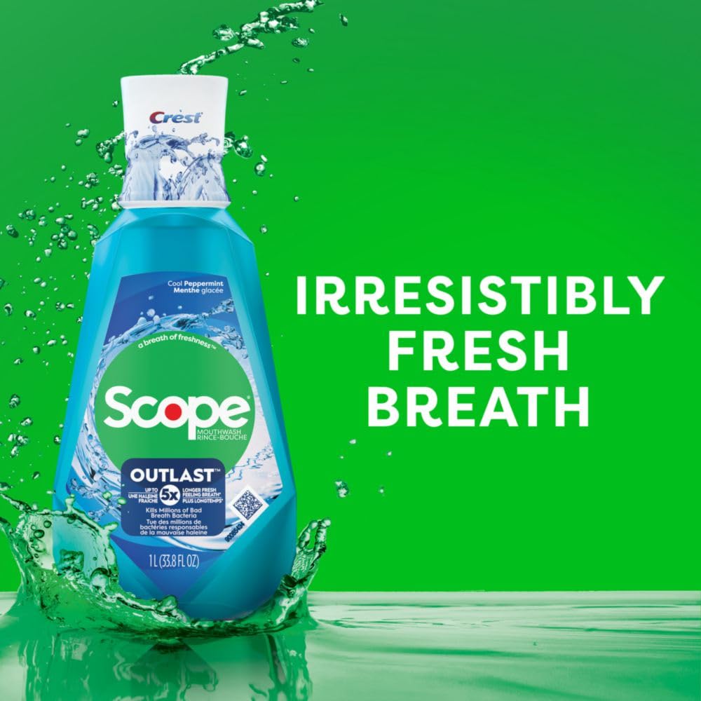 Crest Scope Outlast Mouthwash, Long Lasting Peppermint, 1 L (Sg_B019Fgcow6_Us) : Health & Household
