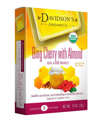 Davidson'S Organics, Bing Cherry With Almond, 8-Count Tea Bags, Pack Of 12