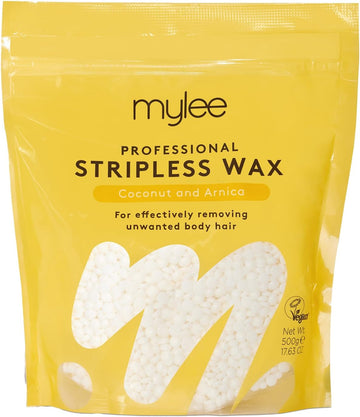 Mylee Professional Hard Wax Beads 500G, Stripless Depilatory Waxing Pellets Solid Film Beans No Strip Needed, Painless Gentle Hair Removal Of Full Body, Face & Bikini Line (Coconut & Arnica)