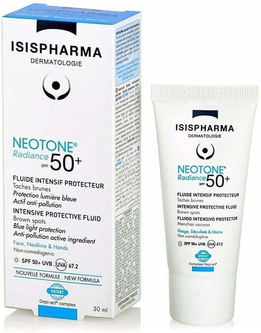 Isispharma Neotone Radiance Spf 50+ - Spf Moisturizer Face - Uv, Uvb And Blue Light Protection - Spf 50 Sunscreen For Sensitive Skin - Anti Dark Spot - Made In France