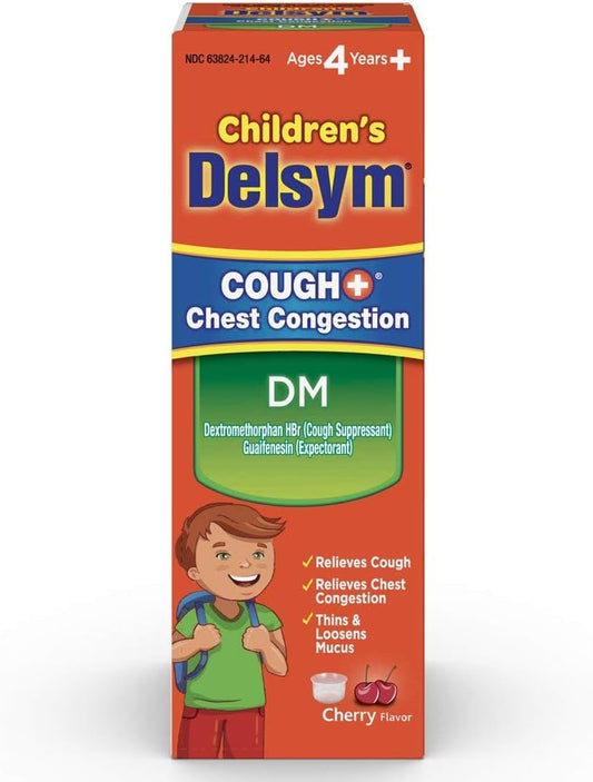 Delsym Children'S Dm Cough + Chest Congestion Relief Liquid, Cherry, 4Oz : Health & Household