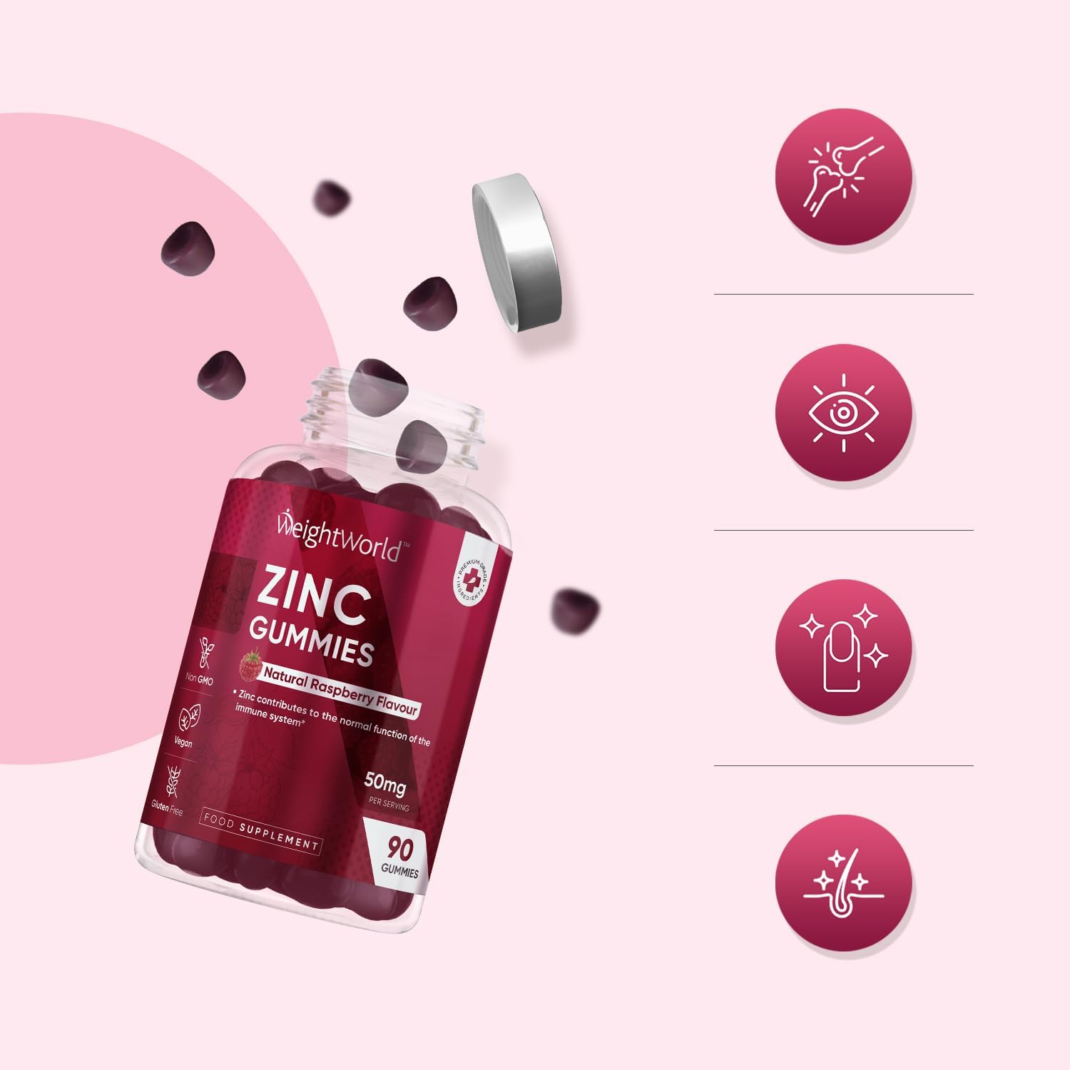 Zinc Citrate Gummies 50mg - 45 Days Supply - 90 Gummies - Zinc Supplement for Men & Women - Easy to Chew - Natural Raspberry Flavour - Vegan, Non-GMO & Magnesium Stearate-Free : Amazon.co.uk: Health & Personal Care