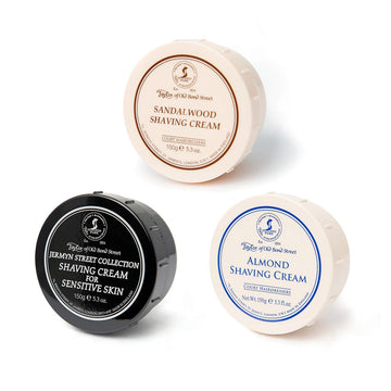 Taylor Of Old Bond Street Luxury Shaving Cream Trio β Sandalwood, Jermyn Street, & Almond (3 X 150G Bowls)
