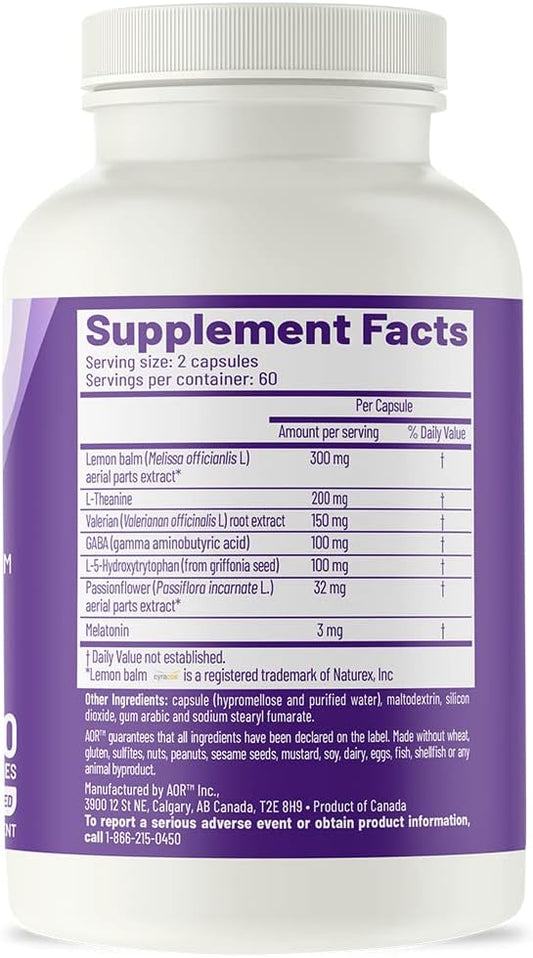 Aor, Ortho Sleep, Improves Overall Sleep & Helps With Jet Lag, Natural Supplement With Gaba, Melatonin, L-Theanine, Vegan, 30 Servings (60 Capsules)