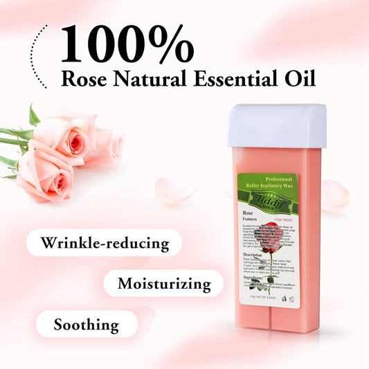 Rose Roll On Hair Removal Wax Refill Cartridges For Sensitive Skin, Rolling Waxing Kit For Women'S Body, Legs, Arms At Home - 4 Pack (14.1 Oz)