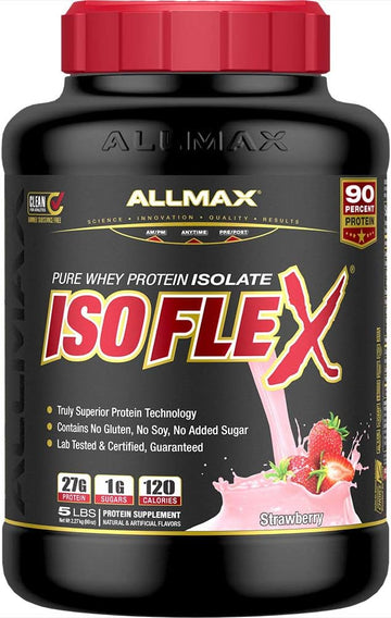 Allmax Isoflex Whey Protein Isolate, Strawberry - 5 Lb - 27 Grams Of P