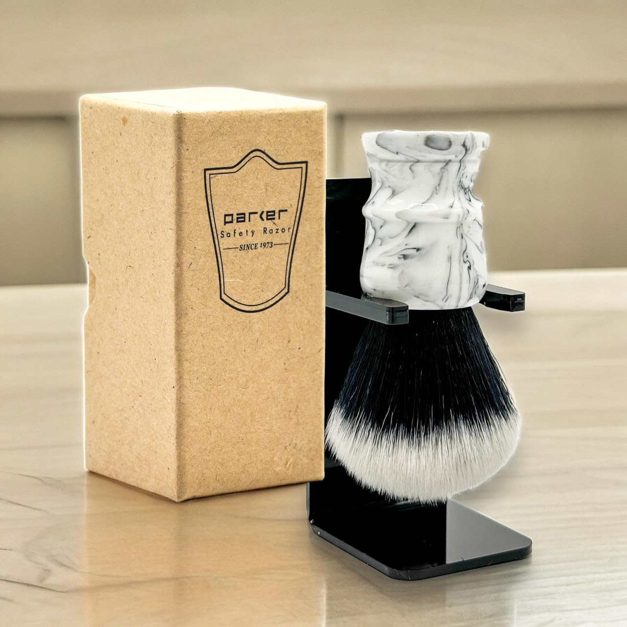 Parker Arctic Storm Ultra-Soft Synthetic Shaving Brush With Stand β 26 Mm Tuxedo Knot For Rich Lather And Luxurious Everyday Shaving : Beauty & Personal Care