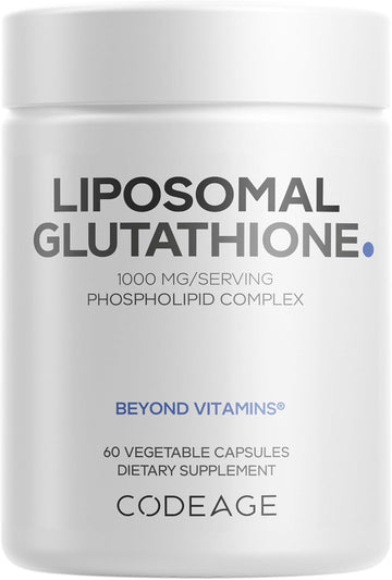 Codeage Liposomal Glutathione 1000 Mg Supplement, High-Potency Reduced L-Glutathione - Liposomal Delivery - Phospholipids - Non-Gmo, Gluten-Free - 60 Capsules