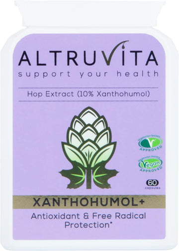 Altruvita Xanthohumol Hop Extract, Xanthohumol+ 200Mg, 60 Capsules, 60 Days Supply, Antioxidant Support, Protects Cells From Stress-Induced Oxidation, Uk Product