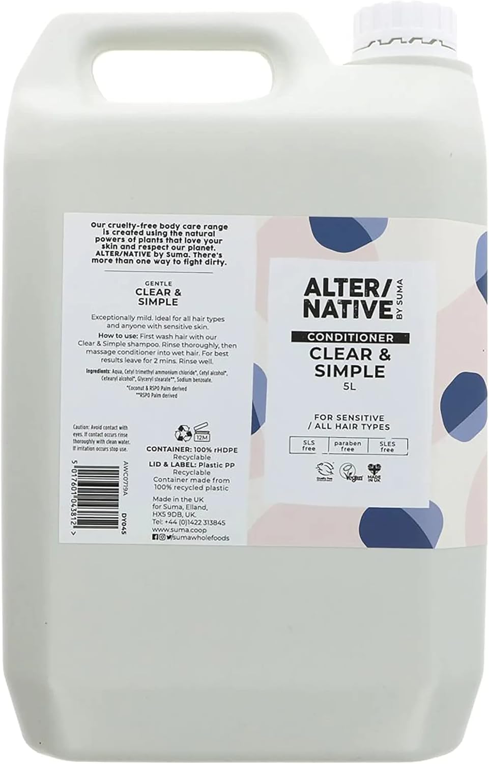 Alter/Native Natural Plant-Powered Cruelty Free Conditioner (Clear & Simple, 5 Litre)