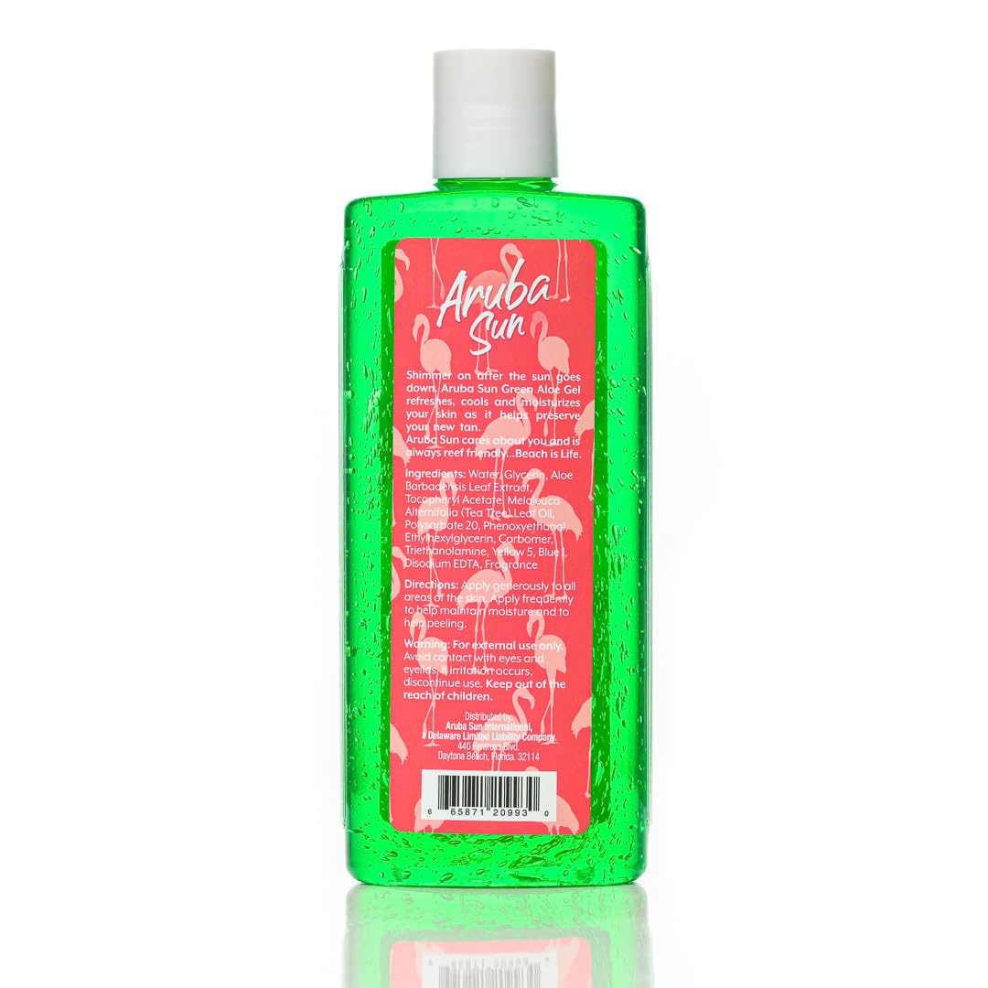After Sun Cooling Aloe Vera Green Gel, 8 Oz, Infused With Vitamin E & Tea Tree Oil To Soothe, Calm & Hydrate Your Sunburn