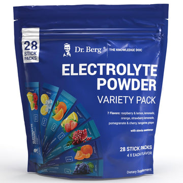 Dr. Berg'S Electrolytes Powder Packets - Travel Size Hydration Electrolyte Drink Mix - Boost Energy & Keto-Friendly - No Sugar & No Maltodextrin - 7 Flavors 28 Stick Pack