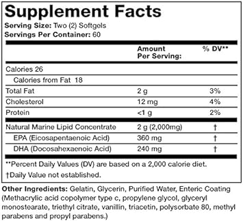 Olympian Labs Enteric Coated Omega 3 Fish Oils, 2000 mg per serving/ 6
