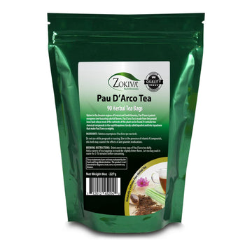 Zokiva Nutritionals - Pau D'Arco Tea Bags - 90 Premium Ipe Roxo Bark Tea Bags - 100% Pure All-Natural Immune System Support In A Stand Up Resealable Foil Pouch