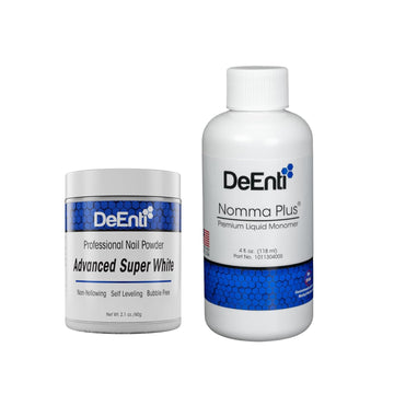 Deenti Nail Powder And Liquid Monomer Set - 2Oz Bright White Acrylic Nail Powder Dip For Nails + 4Oz Nomma Plus Professional Liquid Monomer