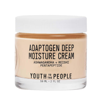Youth To The People Adaptogen Deep Moisture Cream, Fragrance-Free Face Moisturizer, Squalane, Ashwagandha + Reishi Mushroom, Suited For Dry + Sensitive Skin, Vegan