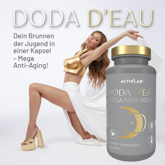 Activlab Doda D'Eau Mega Anti-Ageing | 60 Vegetable Capsules | Young Look | Beautiful Skin | Anti-Ageing | Anti-Stress | Antioxidant | Glutathione, L-Glutamine, Glycine, N-Acetyl-L-Cysteine, Vege