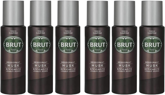 Brut Deodorant Body Spray Musk Long Duree 200Ml Six Pack By Brut