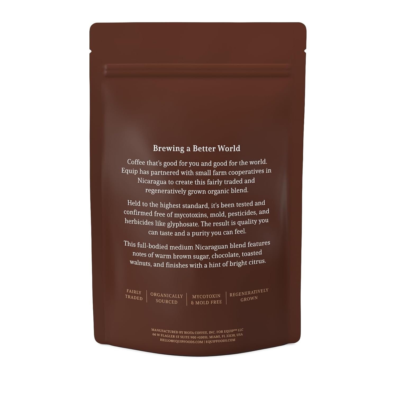 Equip Foods Clean Coffee | Gold Standard, Certified Organic, Fair Trade, Regenerative | Medium Roast, Whole Bean, Nicaragua | Brown Sugar+Chocolate+Citrus : Grocery & Gourmet Food