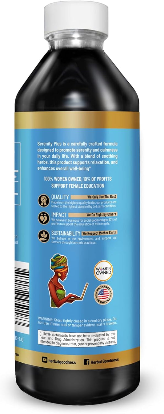 Herbal Goodness Serenity Plus 12Oz - Valerian Root Sleep Aid And Nature Made Magnesium For Sleep Support, Serenity, Mood Boost And Holistic Relaxation - 1 Bottle - 23 Servings