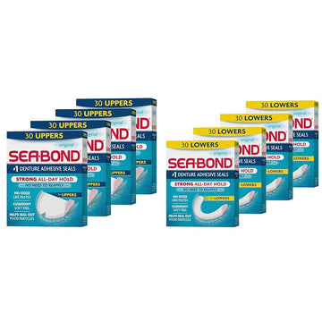 Sea-Bond Secure Denture Adhesive Seals, Original Uppers & Lowers, Zinc-Free, All-Day Hold, Mess-Free