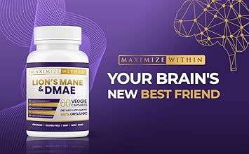 Maximum Slim Lion'S Mane & Dmae Capsules: Enhance Memory, Boost Mental Clarity, And Sharpen Focus - 60 Capsules For Maximum Cognitive Support