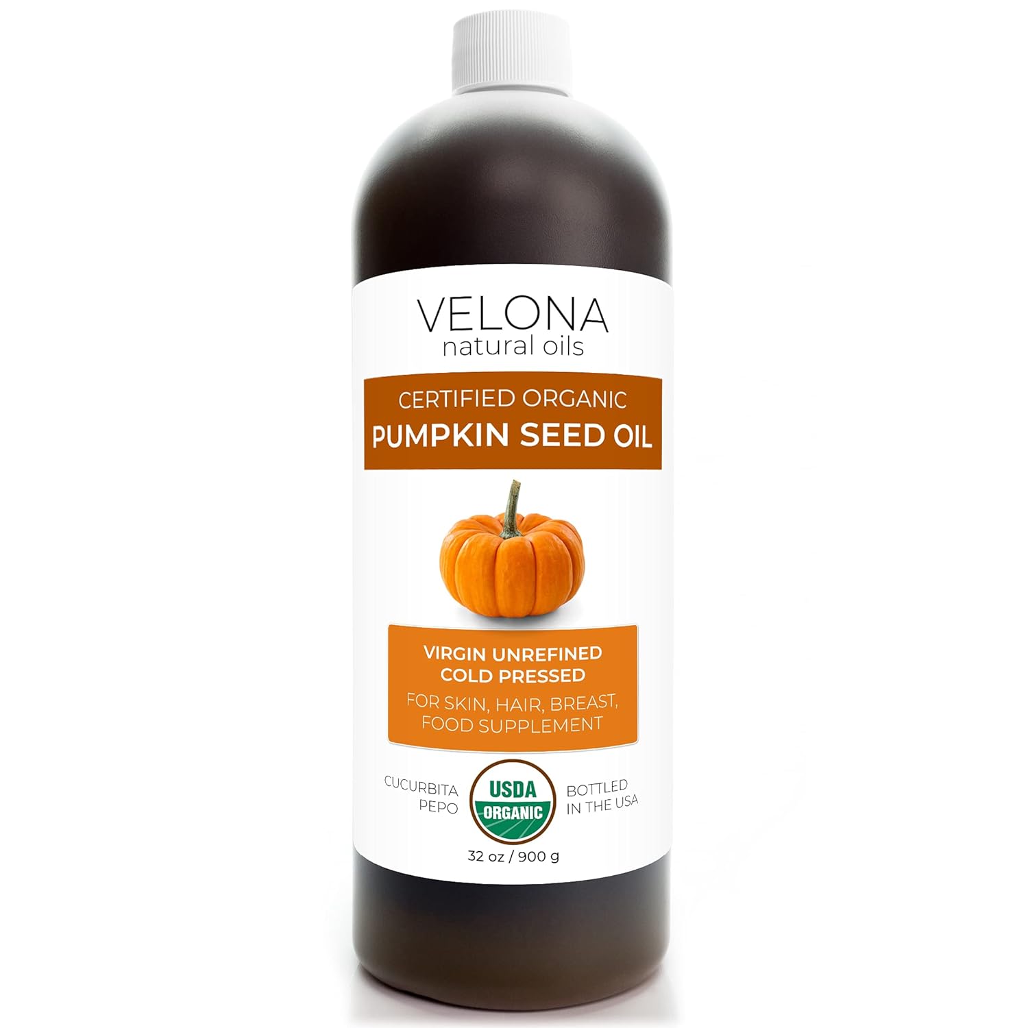 velona Pumpkin Seed Oil USDA Certified Organic - 32 oz | 100% Pure and Natural Carrier Oil | Unrefined, Cold Pressed | Cooking, Face, Hair, Body & Skin Care | Use Today - Enjoy Result : Grocery & Gourmet Food