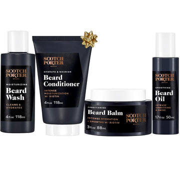 Scotch Porter Beard Kit | Includes Beard Wash, Beard Conditioner, Beard Balm, and Beard Serum | Formulated with Non-Toxic Ingredients, Free of Parabens, Sulfates & Silicones | Vegan