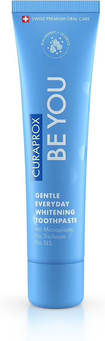 Curaprox Be You Blackberry + Liquorice Toothpaste Blue 60Ml - Gentle Everyday Whitening Toothpaste - Sls Free, Microplastic Free, Triclosan Free, Fluoride Toothpaste