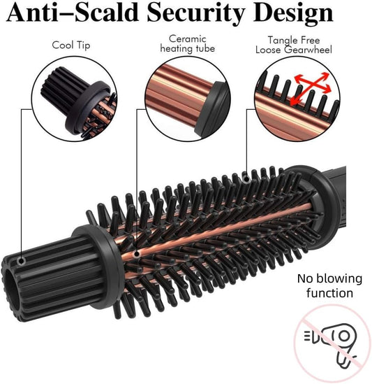 Heated Round Brush, Fast Heating Curling Iron For Blowout Look, 3 Temp Settings, 1.25 Inch Thermal Brush With Dual Voltage, Smooth And Voluminous Curls For Travel
