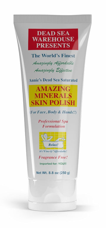 Dead Sea Warehouse – Amazing Minerals Skin Polish – 8.8 Oz – Dead Sea Salt Face & Body Scrub – All Natural Exfoliating Cleanser – Unscented – 2-Pack