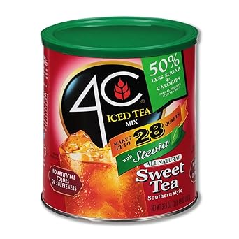 4C Reduced Sugar Powdered Drink Mix Canisters, Iced Tea, 28 Quarts, Family Sized Canister, Thirst Quenching & Refreshing Flavors (Sweet Tea, 36.9 Ounce (Pack Of 1))