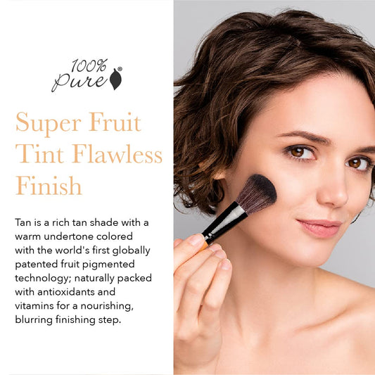 100% Pure Bamboo Blur Powder Tinted Setting Mattifying Face Makeup, Oil Absorbing Pore Minimizing Light Finish - Long Lasting, Vegan, Fruit Pigmented Tan Color (Tan Shade W/Warm Undertones) - 0.2 Oz